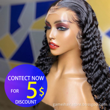 Deep Wave Raw Brazilian Virgin Human Hair Hd Full Lace Front Wig Wholesale Transparent Lace Frontal Wig For Black Women Vendor